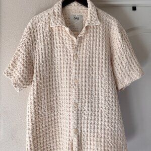 OAS Waffle Shirt Textured Camp Collar Button Up